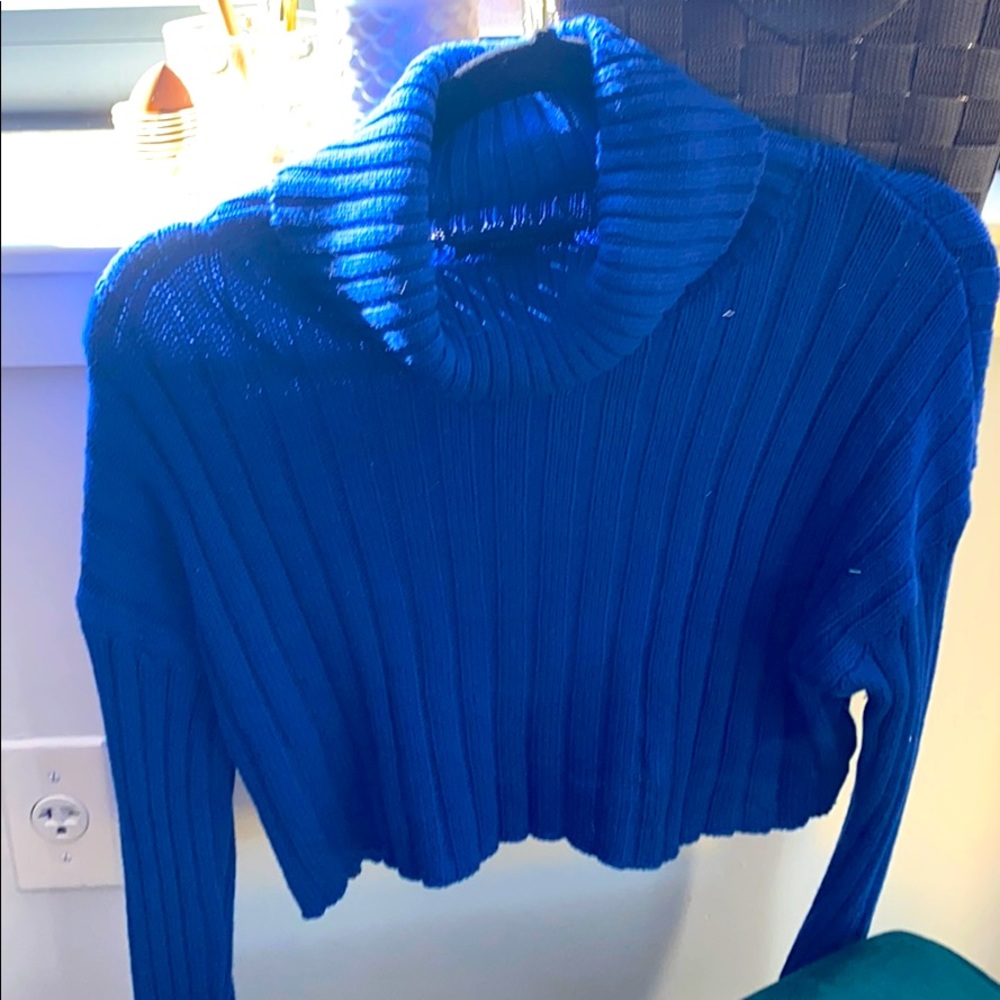 Cropped Royal Blue turtle neck sweater